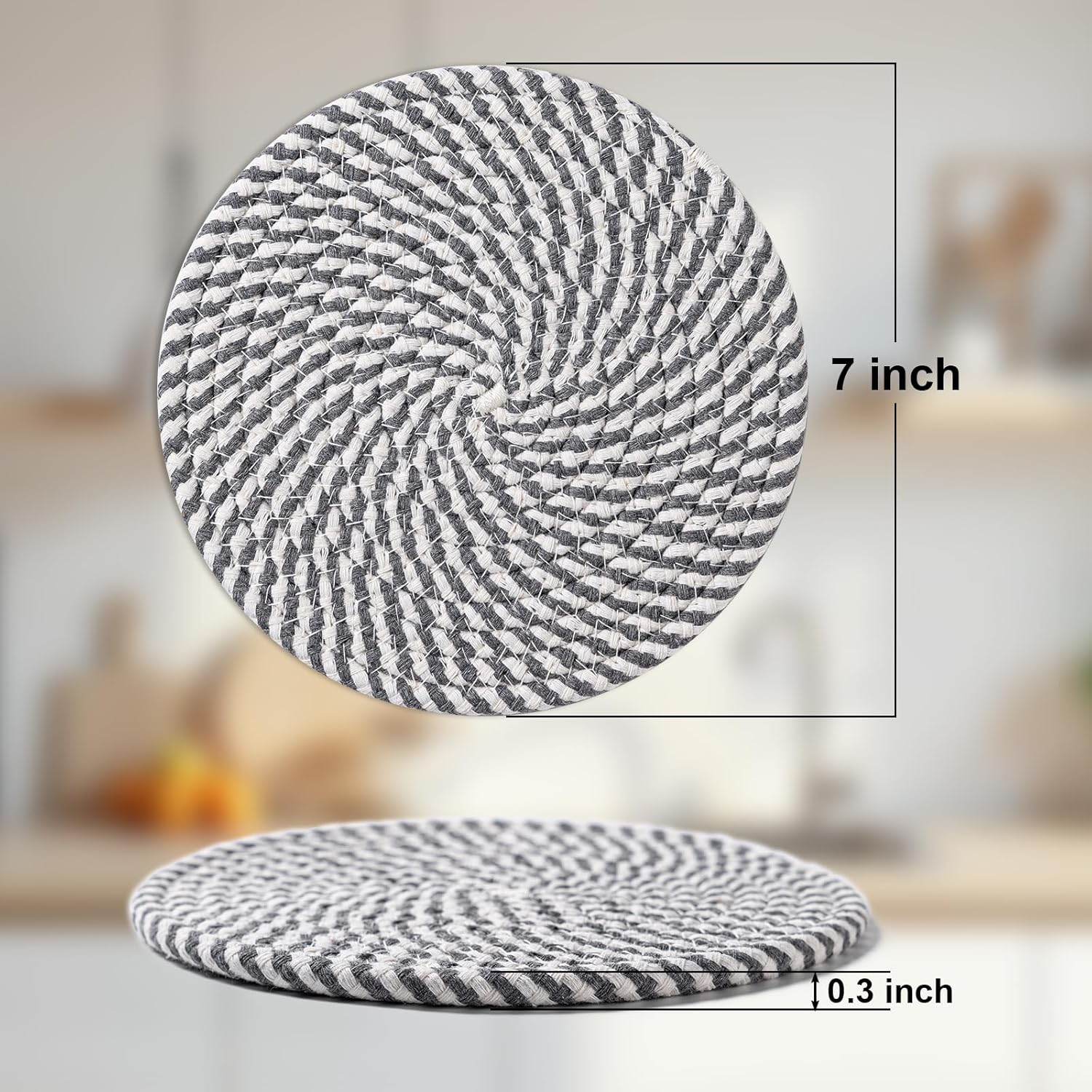 7 Inch Trivets for Hot Dishes, Pots and Pans, 5 Heat Resistant Pot Holders for Kitchen, Home Essentials, Hot Pads for Countertop and Table, Farmhouse Decor โ image 2