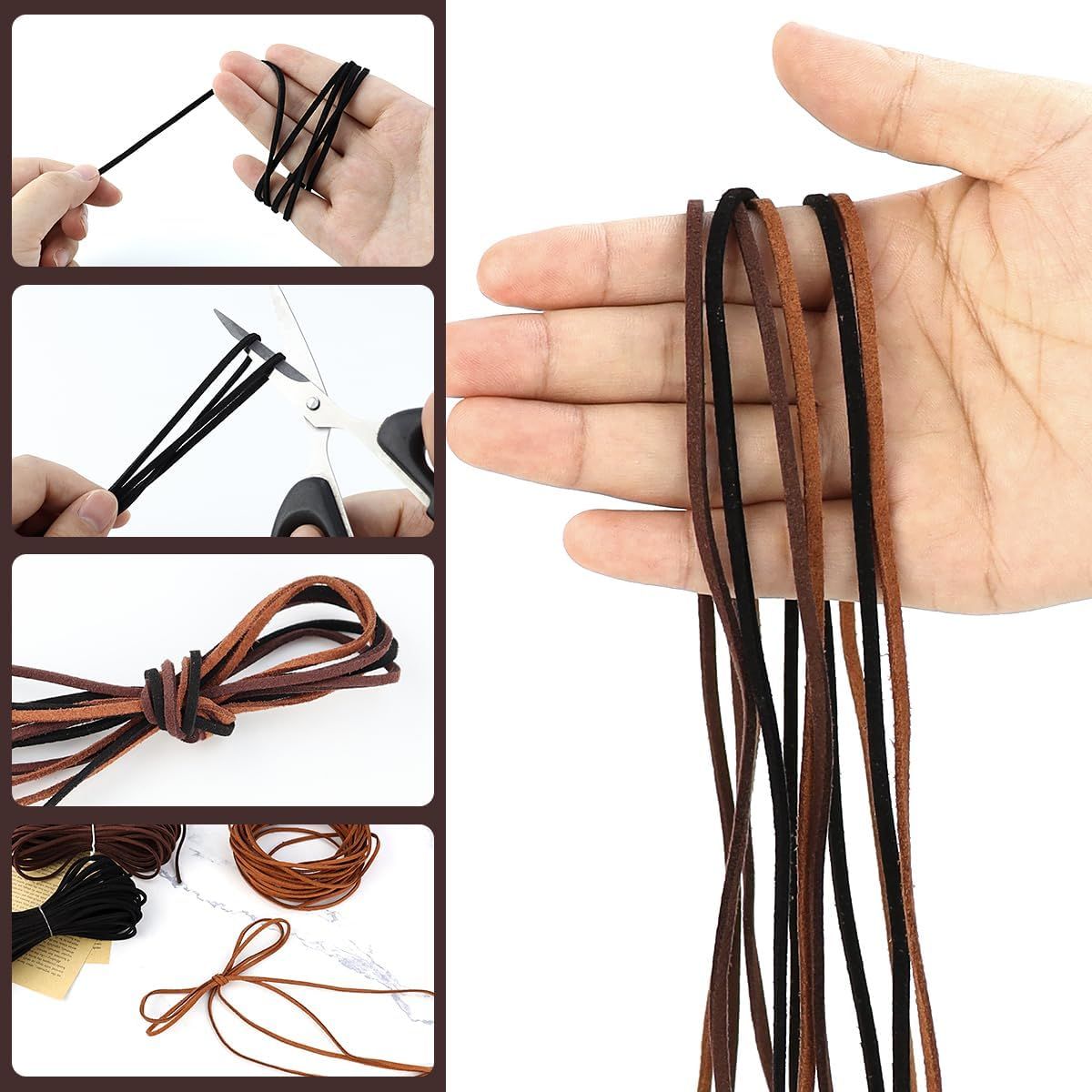 3 Colour Suede Leather Cord Set, Soft Leather Lacing for Jewellery Making, Bracelets, Necklaces, Beading and DIY Crafts, 3 mm x 10 m โ image 3