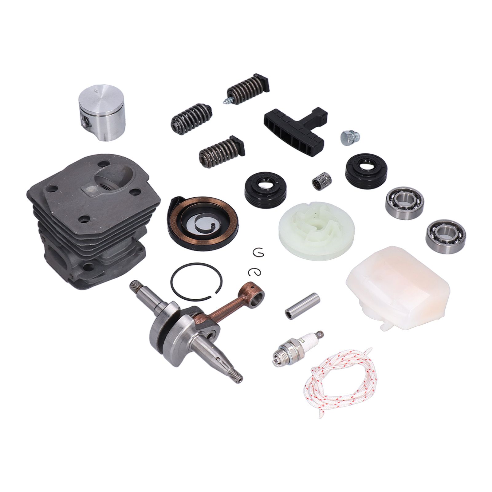 Cylinder Piston Assembly Oil Seal Crankshaft Spark Plug Kit 537253002 Replacement for Husqvarna 340 345 350 Chain Saw — image 2