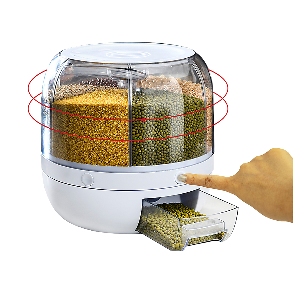 Rice Storage Cereal Dispenser Grain Container Rotating Dry Food Box — image 4