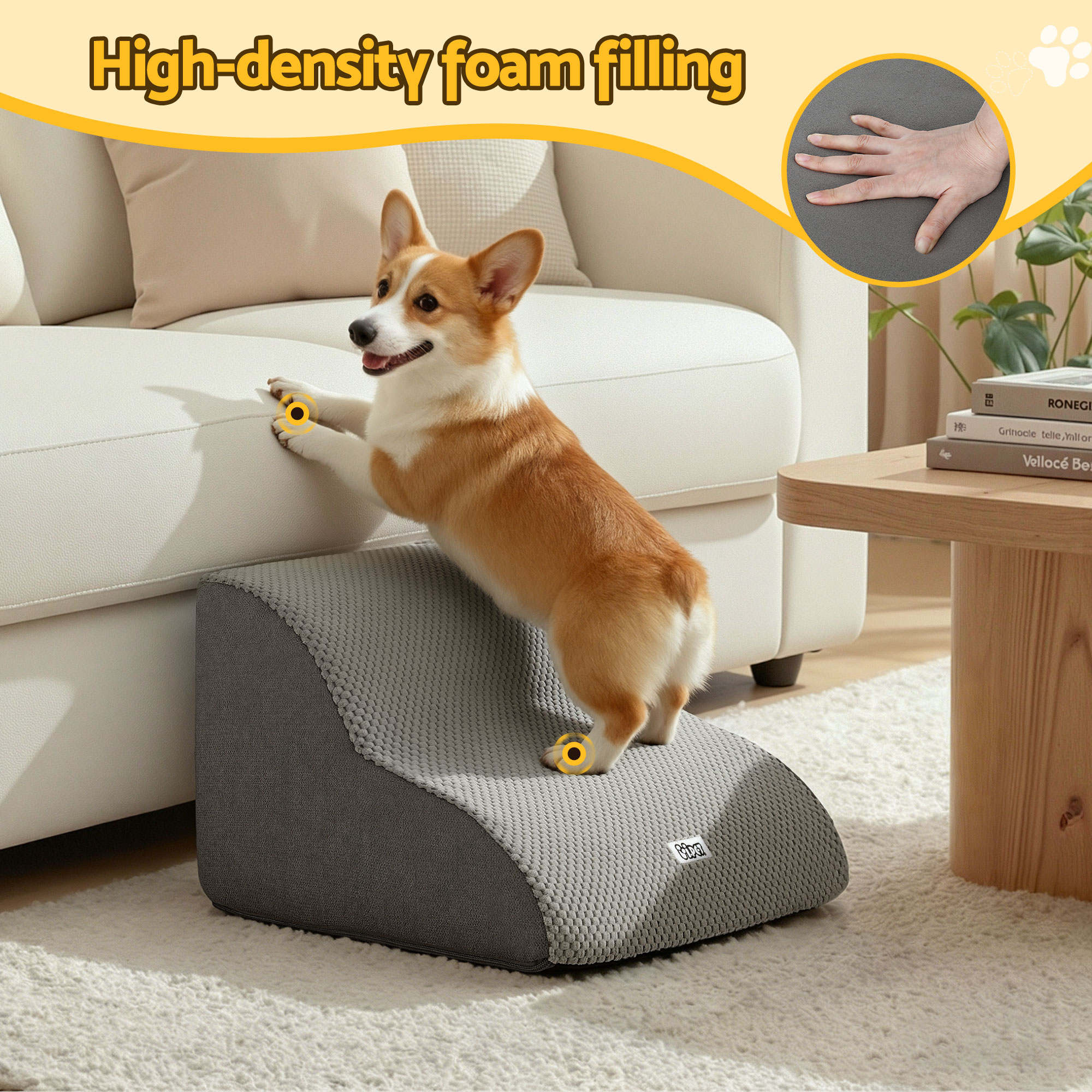 i.Pet Dog Ramp 2 Steps For Small Dogs Bed Sofa Car Foam Non-Slip Pet Cat Stairs โ image 4