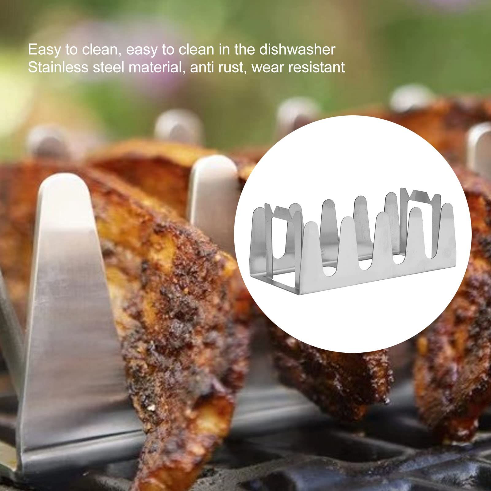 Stainless Steel Roasting Stand, Portable BBQ Multi Grill Rack Gentle Cooking Rustproof Holds 4 Ribs for Grilling Barbecuing Smokin — image 3