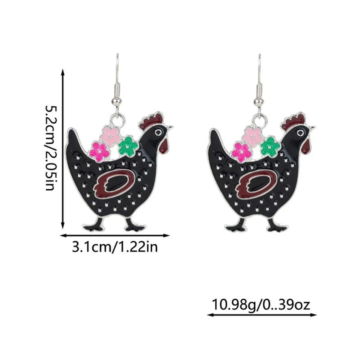 Cute Cartoon Earrings Funny Jewelry Gift for Girls Perfect for Birthdays Parties - Black rooster โ image 5