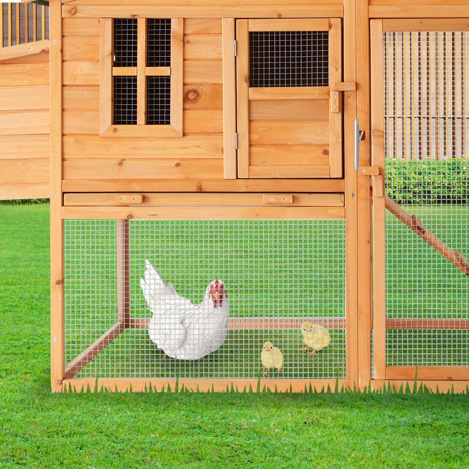 Furtastic Large Wooden Chicken Coop & Rabbit Hutch Outdoor Hen House with Nesting Box Ramp & Removable Tray — image 5
