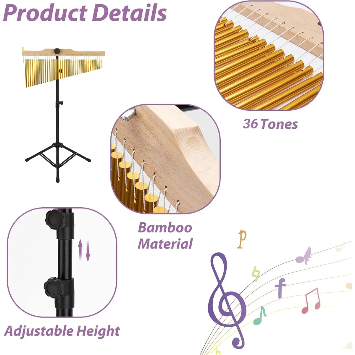 36 Note Wind Chime Musical Instrument Outdoor Home Decor Clear Sound Durable — image 5