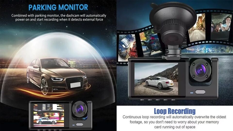 BDI C309 3-Camera 1080P Front & 720P Inside 2 Inch Screen + 480P Back Dash Cam — image 6