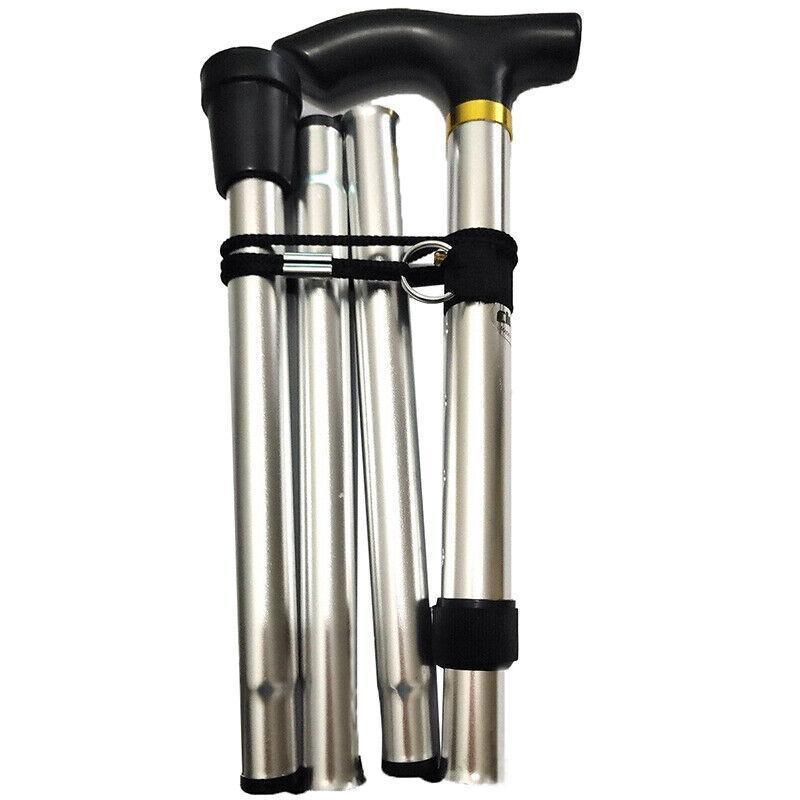 Folding Walking Stick Travel Cane Adjustable Height 82 to 92cm Aluminium Anti Slip - Silver โ image 6