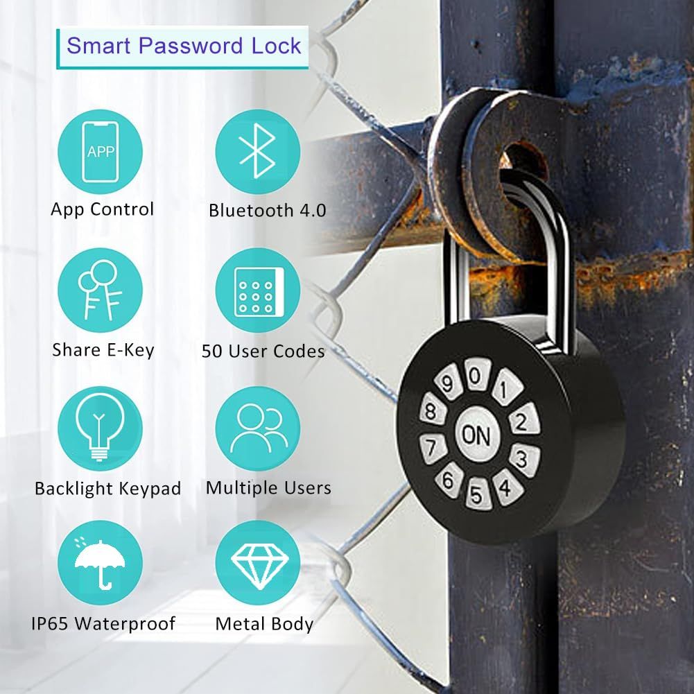 Smart Password Padlock - Password/Phone APP Control(iOS/Android) Padlock - Access Lock via Bluetooth & Pin Codes- Lock Your Gate โ image 2