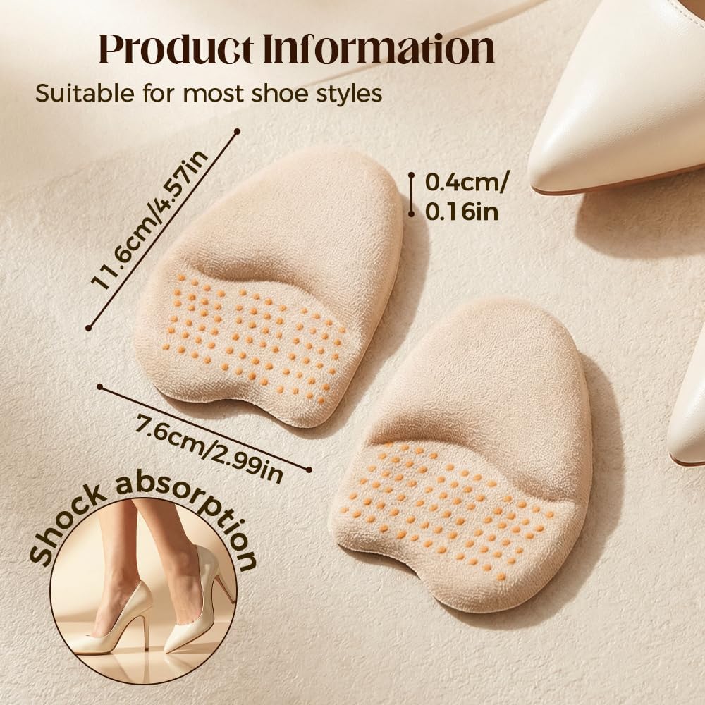 Metatarsal Pads for Women, 2026 Upgraded Ball of Foot Chions, Shoe Inserts with Non-Slip Design, One Size Fits All Breathable Comfort Insoles for High Heels — image 6