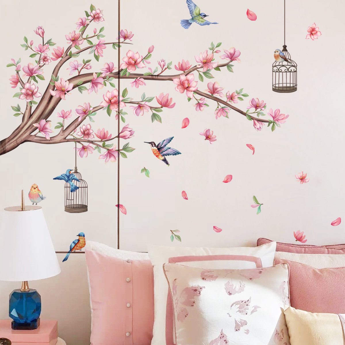 Wall sticker - living room decoration wall - Wall decoration - for living room bedroom - 30*60cm - Branch Birds Flowers Wall sticker - PVC - colorful โ image 3