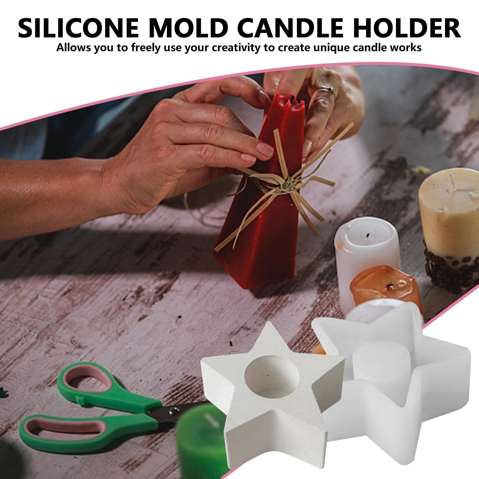 Candle Holder Resin Molds Silicone, Pentagram Heart Resin Molds, Candle Holders Epoxy Mold for Home Decoration — image 4