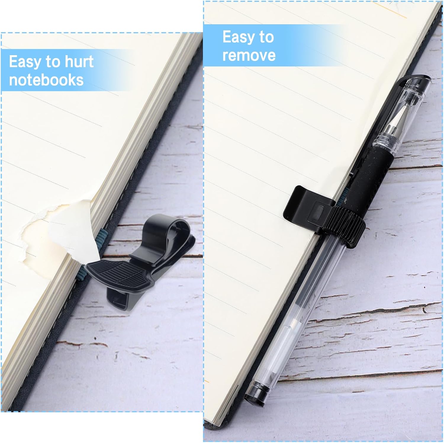 5Pcs Pen Loop Holder, Black Pen Clip Board Holders, Metal Pen Holder Clips with Adjustable Spring Loop, Pen Pencil Holder Organizer, for Notebook and Clipboard — image 4