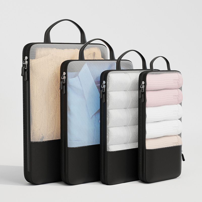 Travel Storage Bag Mu Family Expandable Compression Black Four-piece set (small + medium + large + extra large)