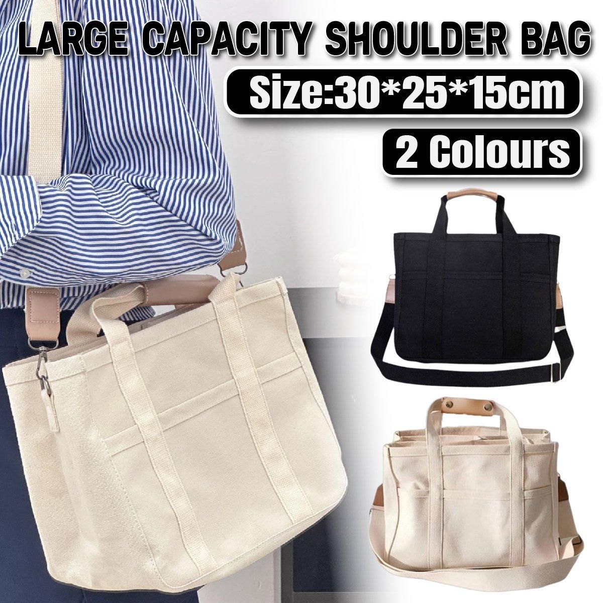 Stylish Multifunctional Mummy Bag Canvas Shoulder Crossbody Handheld Tote Bag - Beige — image 2