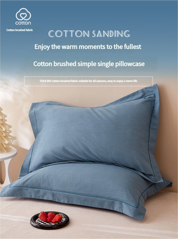 Yellow Pure Cotton Flannel Pillowcase Set - Soft, Thickened, Solid Color (Pair, 48x74cm) โ image 2