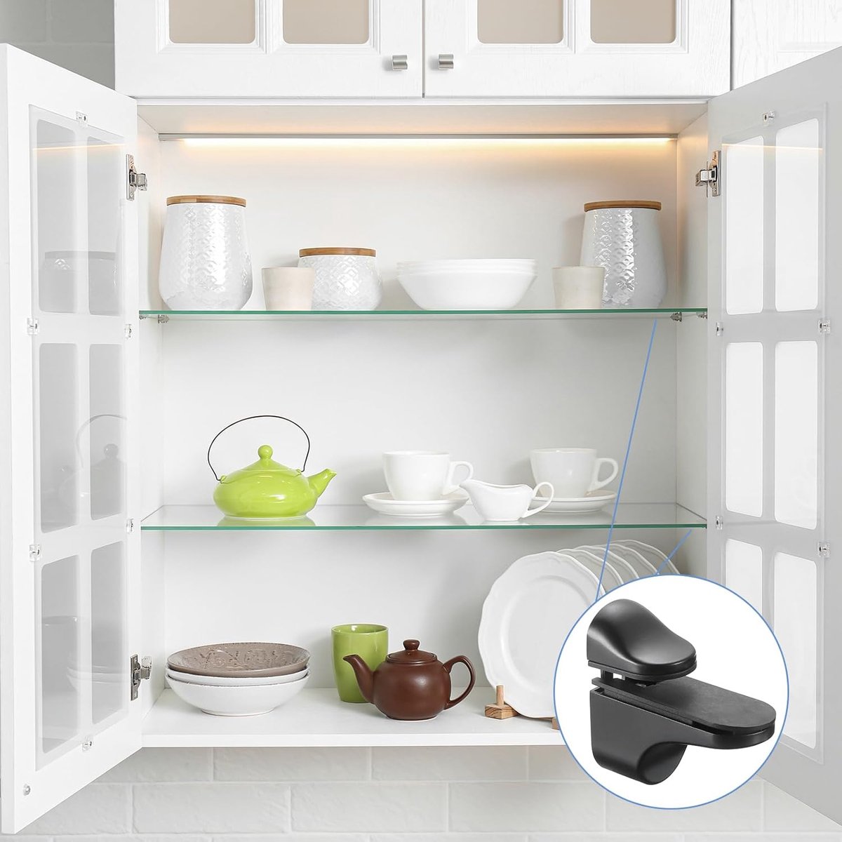 4 pieces - Glass clamp - Glass shelf brackets - Adjustable - Glass shelf bracket - fishmouth glass clip - wall mounting bracket - zinc alloy - furniture โ image 2