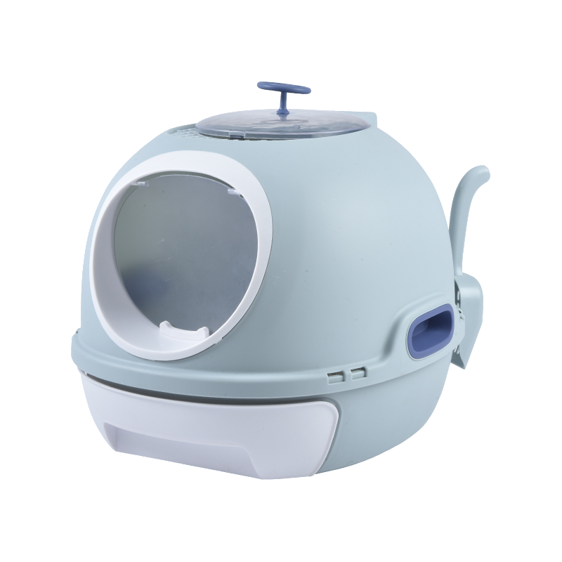 YES4PETS Cat Toilet Litter Box Tray House W Sky window Drawer Photocatalyst Purifier Blue — image 2