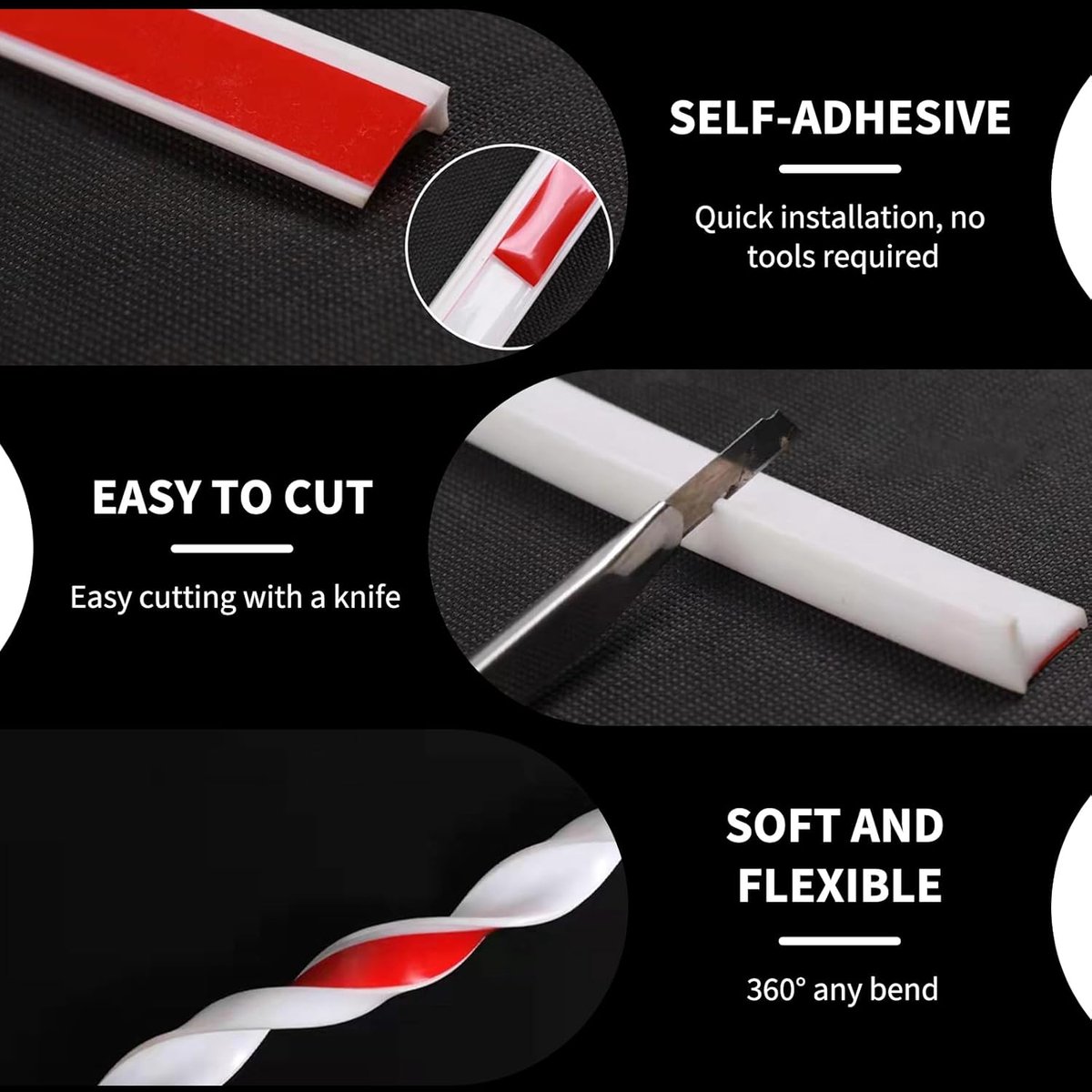 Shower thresholds - 2 meters - Anti-water strip - Foldable shower water dam - dry and wet separation - black - Sanitary Water Stopper - TPE - shower threshold — image 3