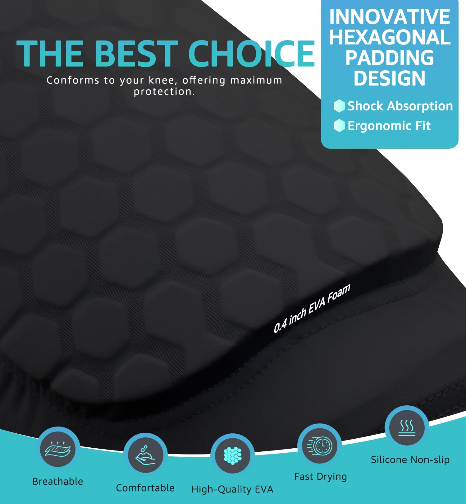 Honeycomb Knee Pads for Kids, Teens & Adults – Protective Compression Knee Guards for Basketball, Football, Cycling & Running(Black,XS) — image 5