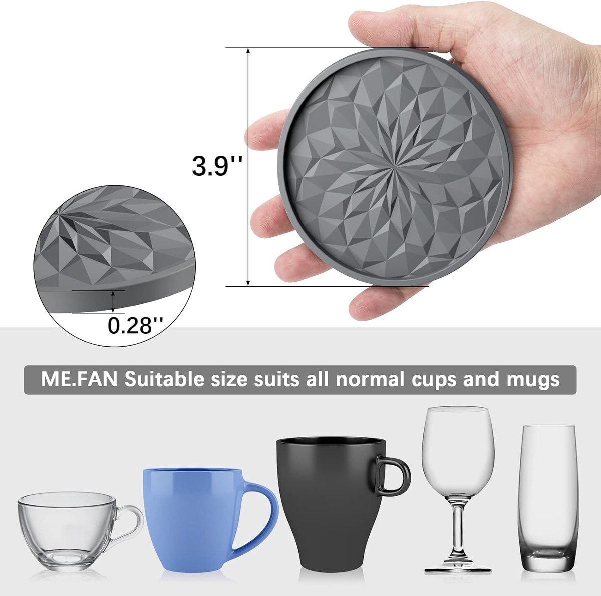Coasters with Holder - 6 pieces - Coasters for Glasses - Coasters - Silicone - Non-slip - Red - Round - Raised edges to prevent spills - Coasters for hot or โ image 5