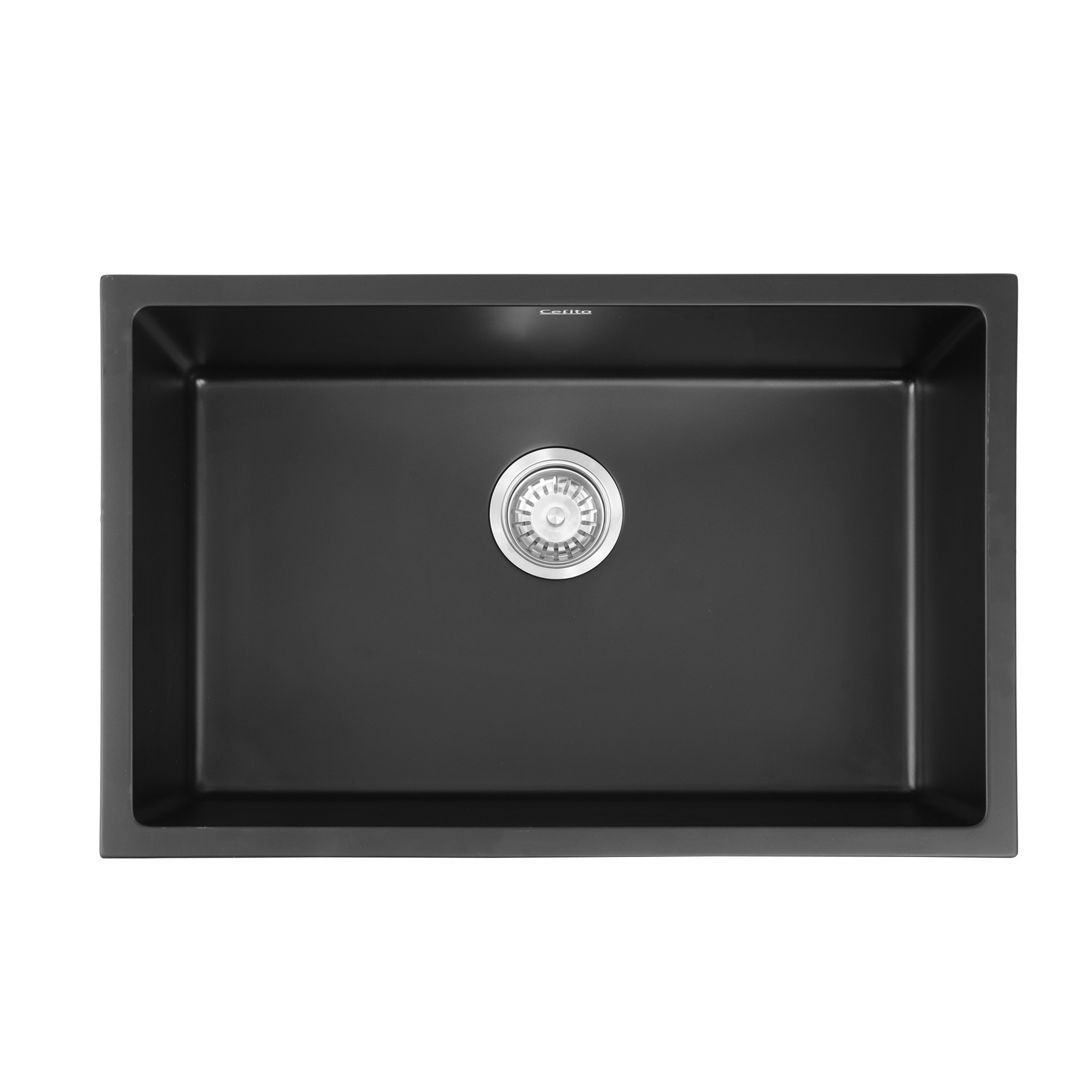 Cefito Kitchen Sink 70x45cm Granite Stone Sink Single Bowl Black — image 3