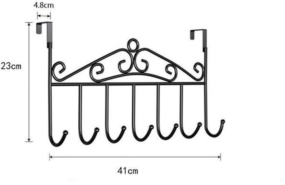 Door coat rack - Door clothes hooks - Towel holder - Wall coat rack - Door hook - Door hanger - Hanging door coat rack - Hanging hook - With 7 Hooks — image 5