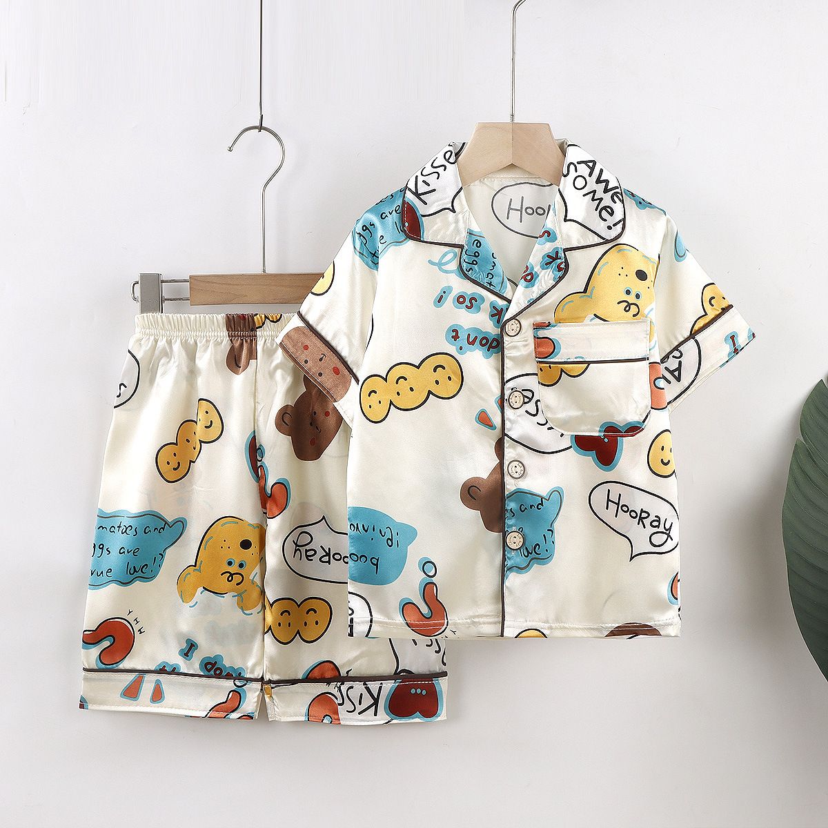 Beifujia Kids Ice Silk Cartoon Pajamas Set 2131-Ice Silk White Forest 120cm โ image 5