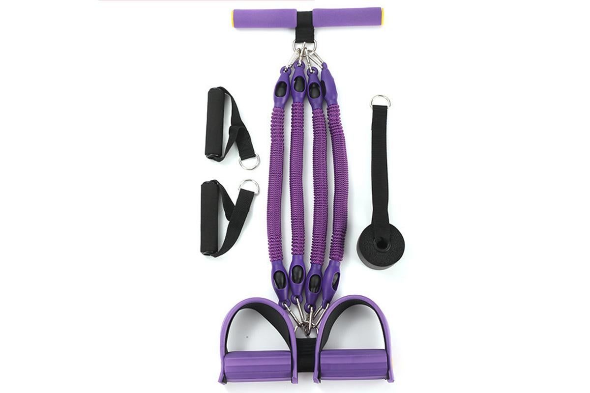 1 Set 4-in-1 Resistance Band Pedal Puller for Sit-Up Home Gym Yoga Pilates - 4 Tubes โ image 2
