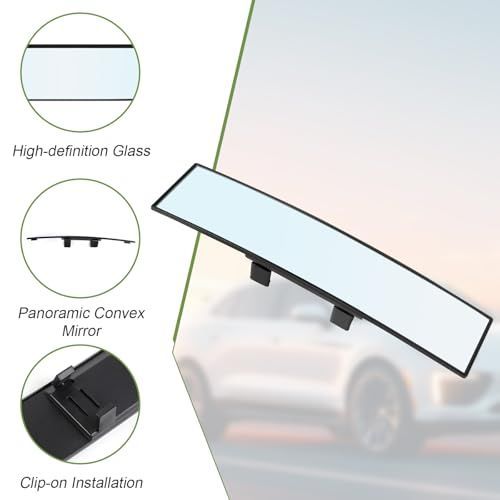 Rear View Mirror, 12 Inch Universal Wide Angle Rear View Mirror Accessories Panoramic Convex Clip-on for Cars, SUVs, Trucks, Vehicles — image 4