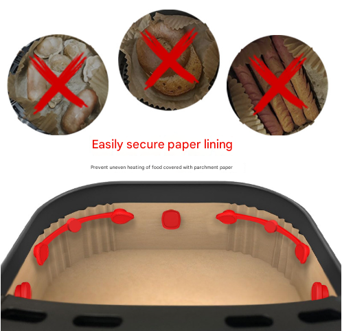 4piece Red small flower Magnetic Silicone Clips - Food-Grade High-Temperature Air Fryer Paper Liner Holders — image 2