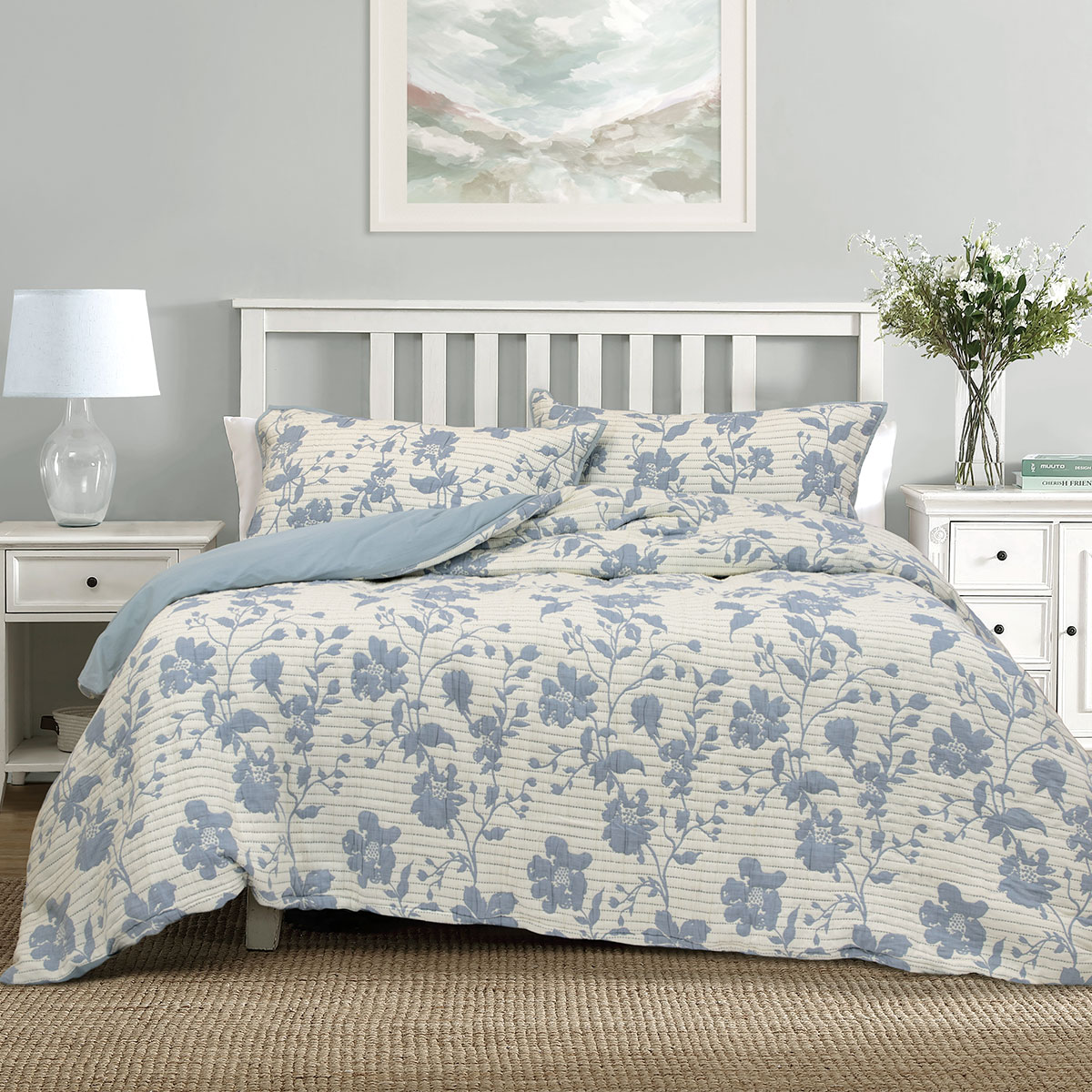 Algodon Abigail Multi Lightly Quilted Cotton Jacquard Quilt Cover Set King