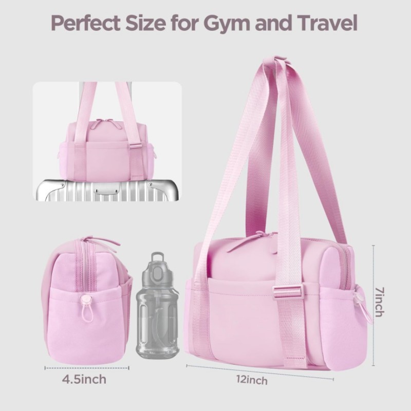 Stylish Green Mini Gym Bag & Travel Tote - Compact Duffel with Wet Pocket, Luggage Sleeve & Multiple Compartments — image 3