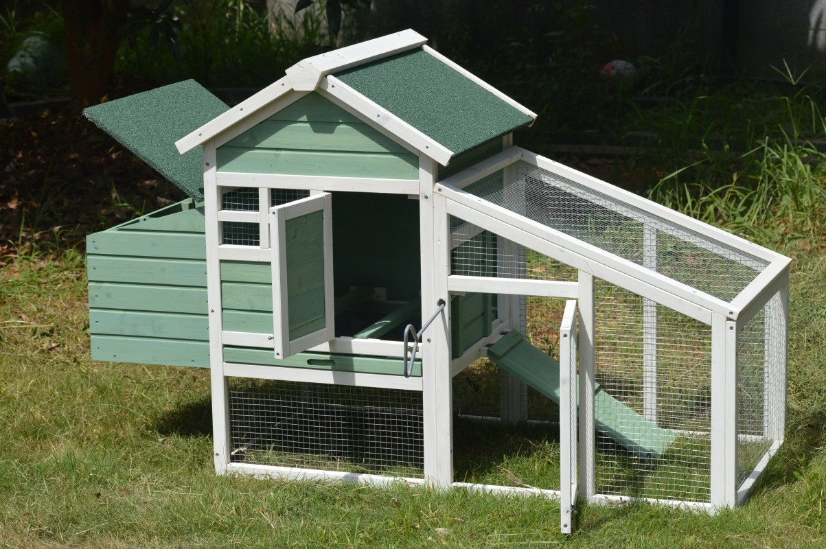 YES4PETS Green Small Chicken coop with nesting box for 2 Chickens / Rabbit Hutch โ image 4