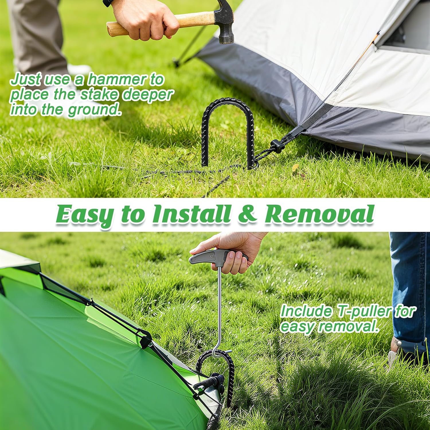 Trampolines Wind Stakes,Heavy Duty U Shaped Rebar Tent Stakes Ground Anchors Galvanized Steel Safety Trampoline Anchors for Camping Tents, Soccer Goals — image 5