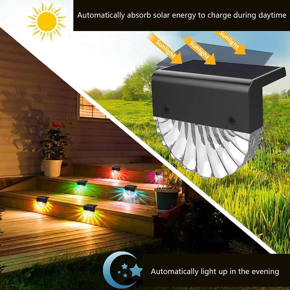 2 PCS Solar Deck Lights,Solar Fence Lights Outdoor Waterproof Led,Outside Solar Step Lights for Backyard, /Color — image 5