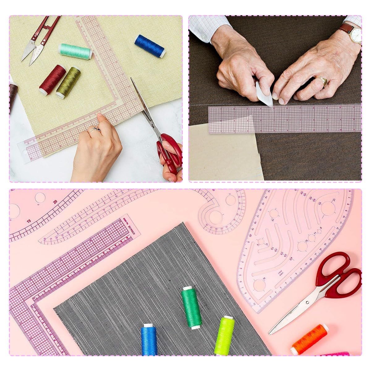 9 Piece Clear Metric Sewing Ruler Set, French Curves and Pattern Making Templates for Fashion Design, Tailoring, Drafting and Crafts โ image 4