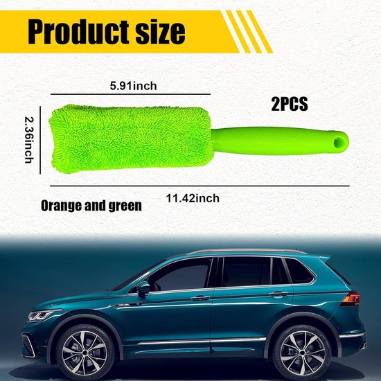 Brushes - Set of 2 soft microfiber metal-free car rim and wheel brushes - Scratch-free tire brushes - for cleaning wheels - Universal accessory for washing car — image 4