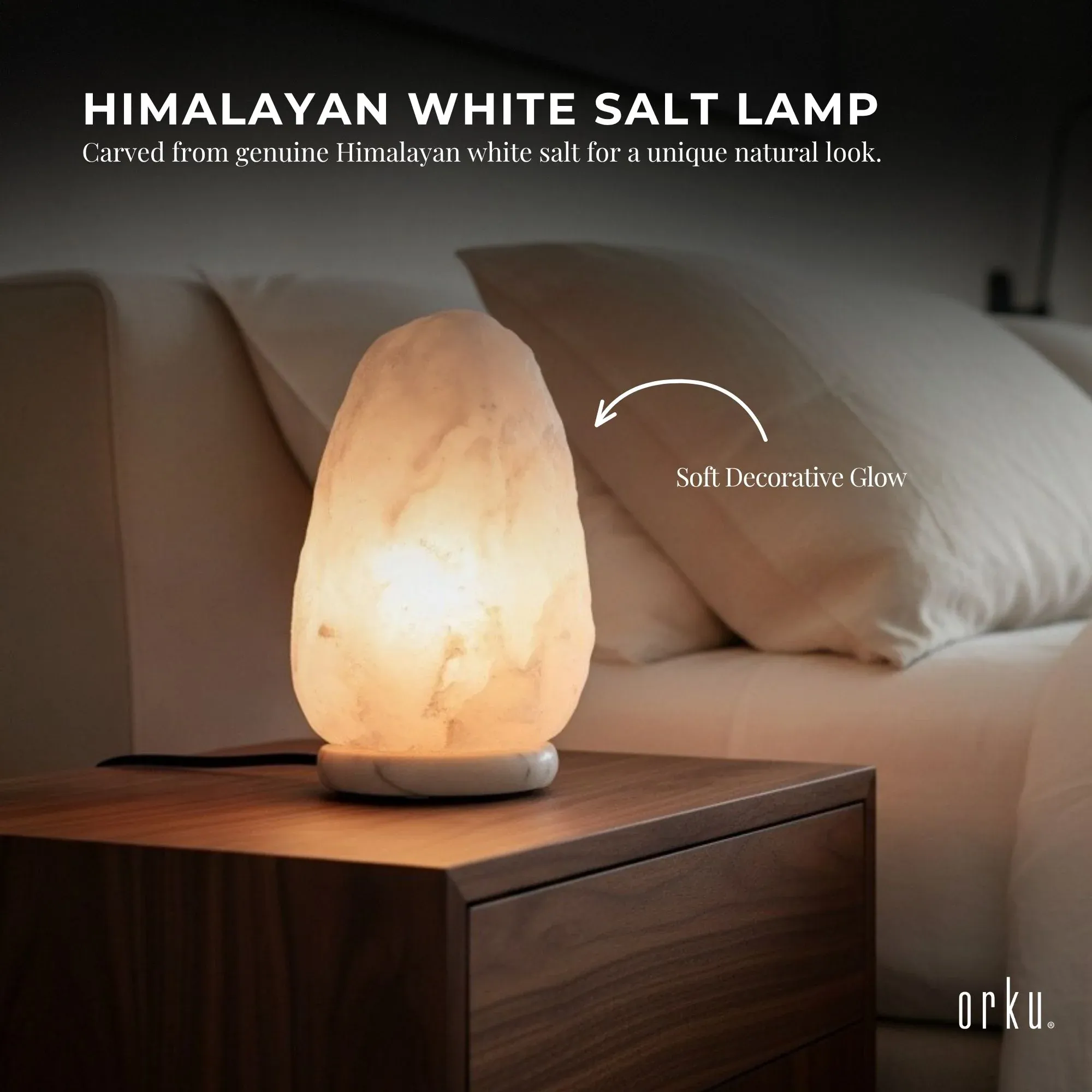 Orku 3-5Kg Himalayan White Salt Lamp - Natural Rock Shape Night Light — image 2