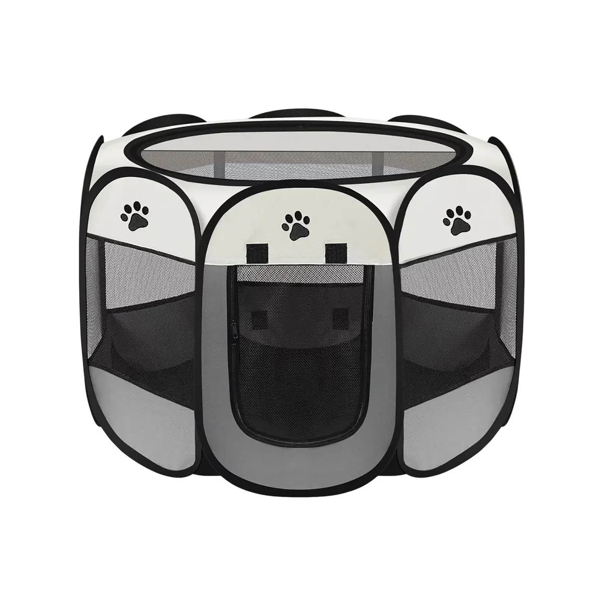 Pet Fence Indoor Cat Dog Tent Octagonal Fence Portable Foldable Cage Kennel - L-Coffee