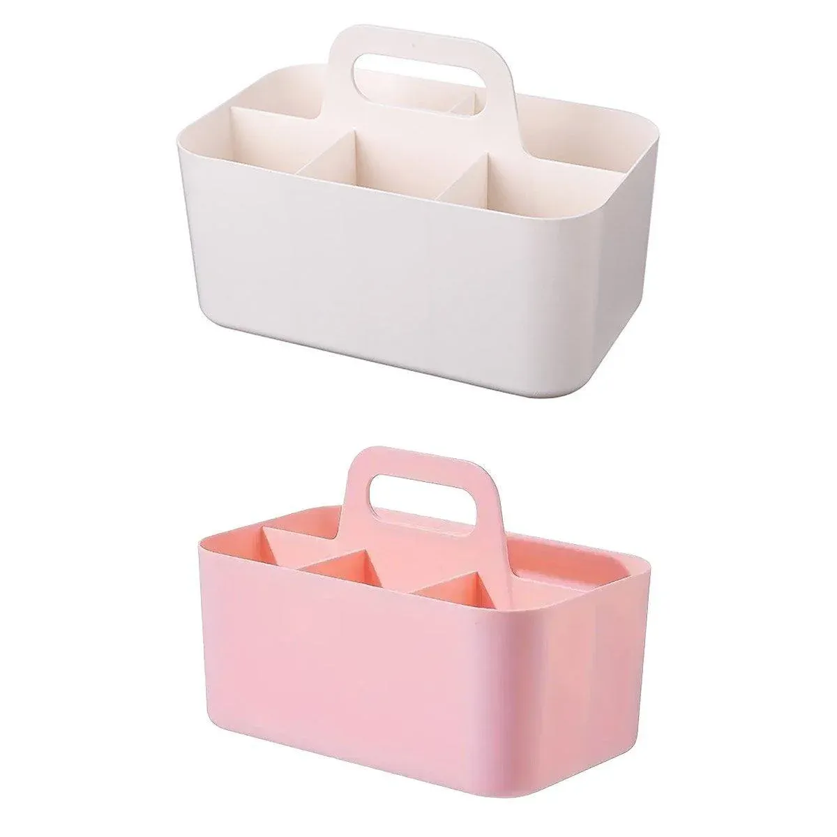Multi Functional Desktop Organizer Compartmentalized Storage Box Portable Basket - Pink — image 3