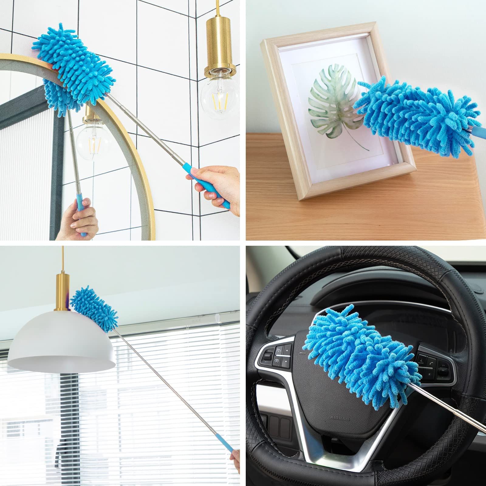 Microfiber Duster for Cleaning, Hand Washable Dusters with 2pcs Replaceable Microfiber Head, Extendable Pole โ image 5
