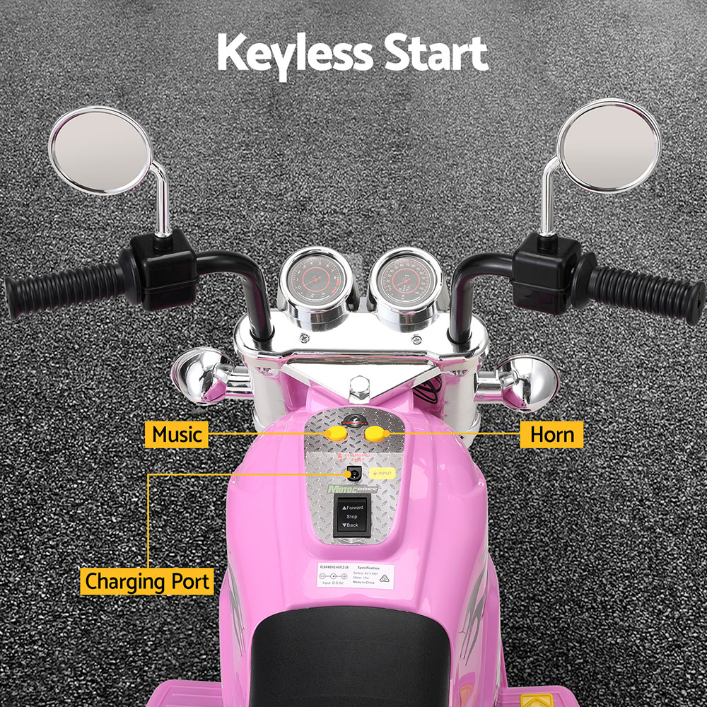 Rigo Kids Ride On Car Motorcycle Motorbike Electric Toys Horn Music 6V Pink — image 5