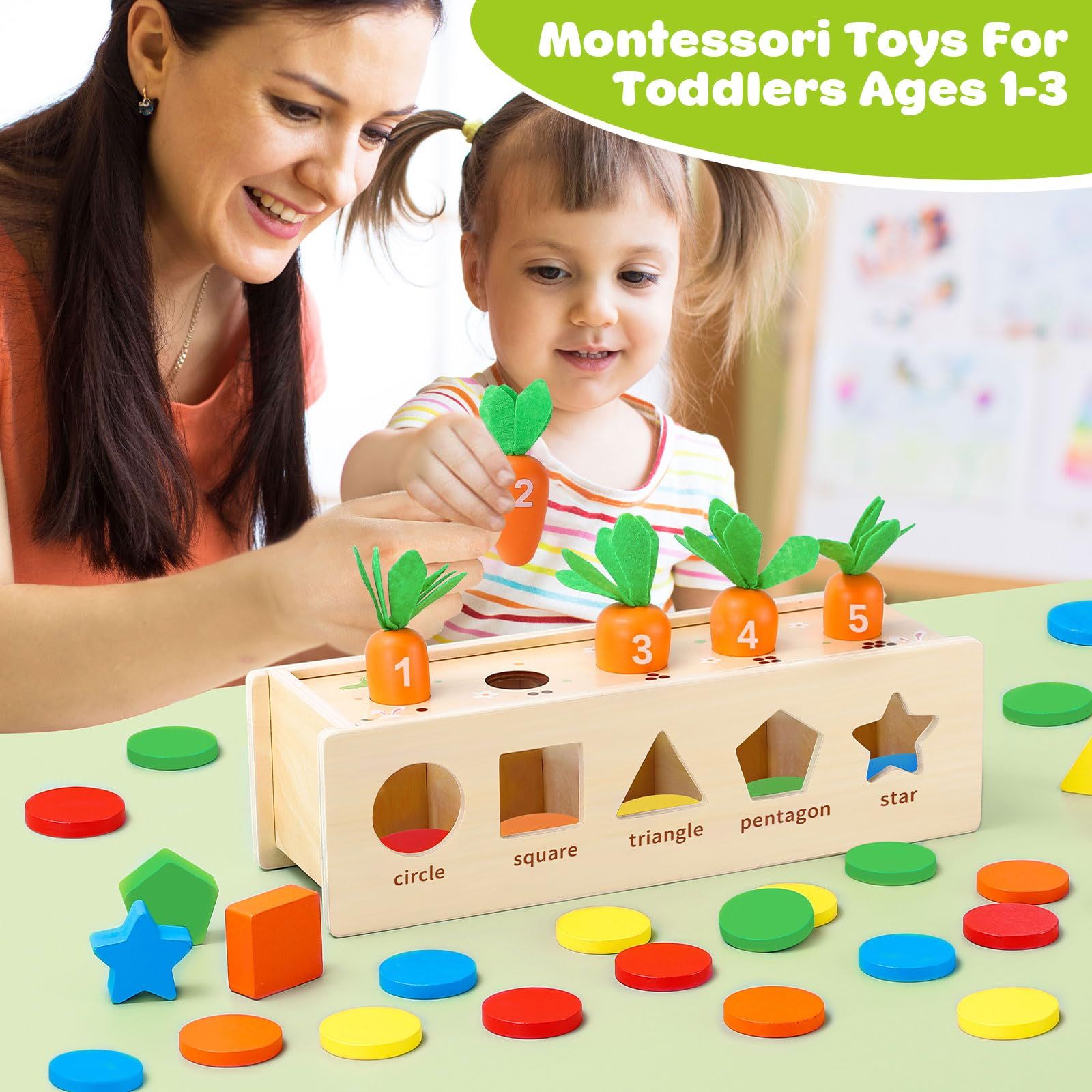 Montessori Toys for Toddler Age 1, 2, 3 Year Old, Wooden Color & Shape Sorting Matching Box, Early Learning Toys for 12+ Month โ image 3
