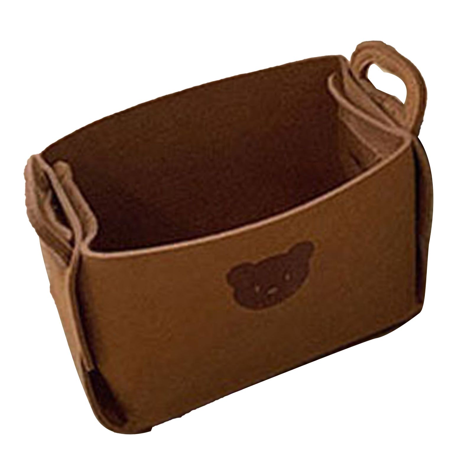 Felt Storage Basket with Handles Foldable Laundry Snacks Toys Clothes Bin for Home Desktop Bear Pattern Reddish Brown โ image 4