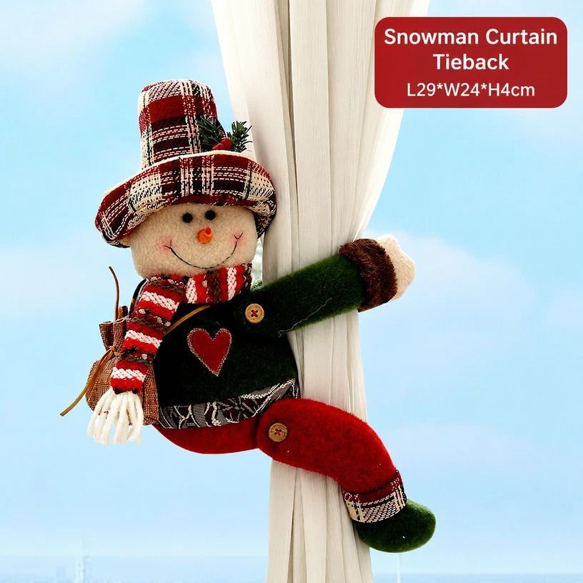 2Pcs Christmas Pointed Hat Gingerbread Man Curtain Tiebacks — image 5