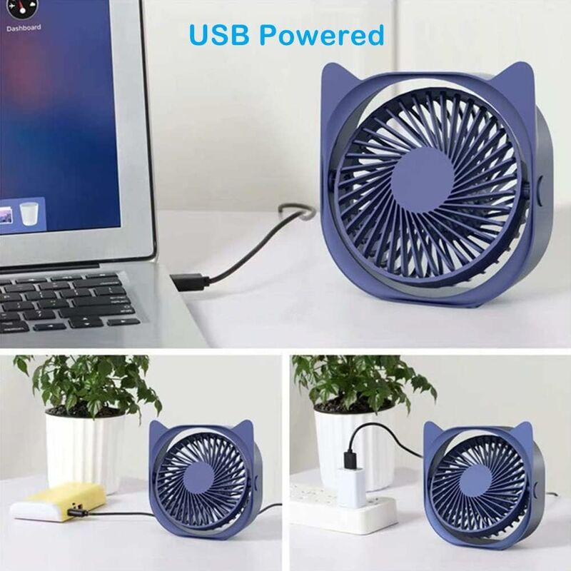 Personal Desk Fans Small Quiet, 3 Wind Speeds, Small Portable Table Fans Fast Cooling For Office, Dorm ROom (Blue) — image 3