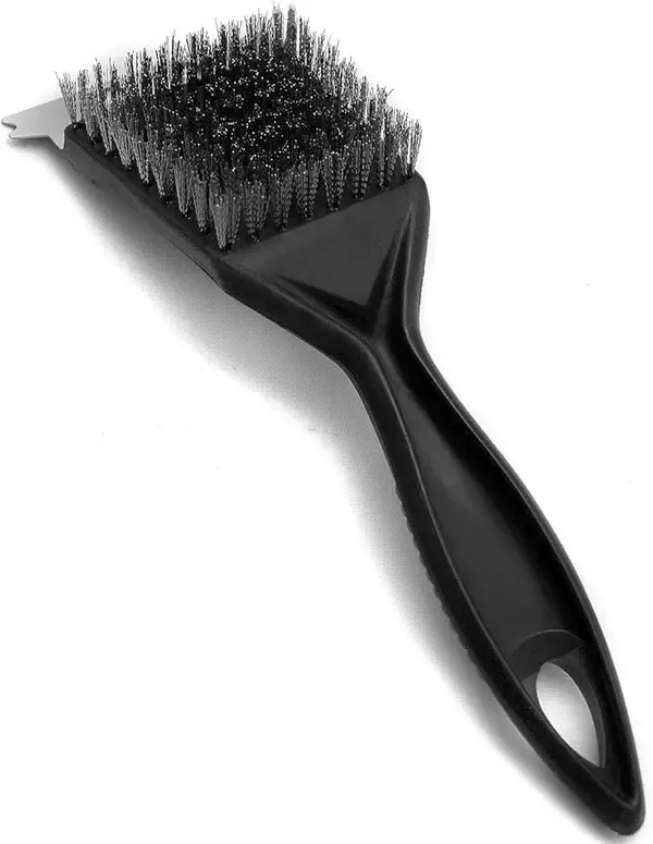 Grill Cleaning Brush with Scraper, Stainless Steel Bristle BBQ Cleaner for Charcoal, Electric and Gas Grills, Black