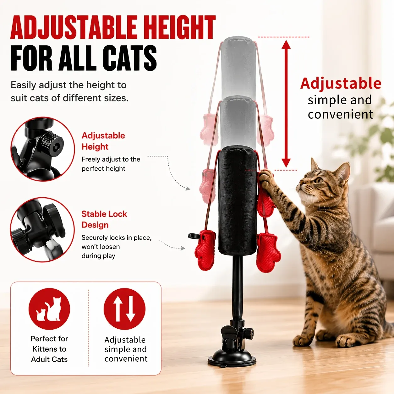 Cat Boxing Toy – Suction Cup Stays Secure, Height Adjustable, Unleash Natural Instincts for Happy Exercise Every Day — image 2
