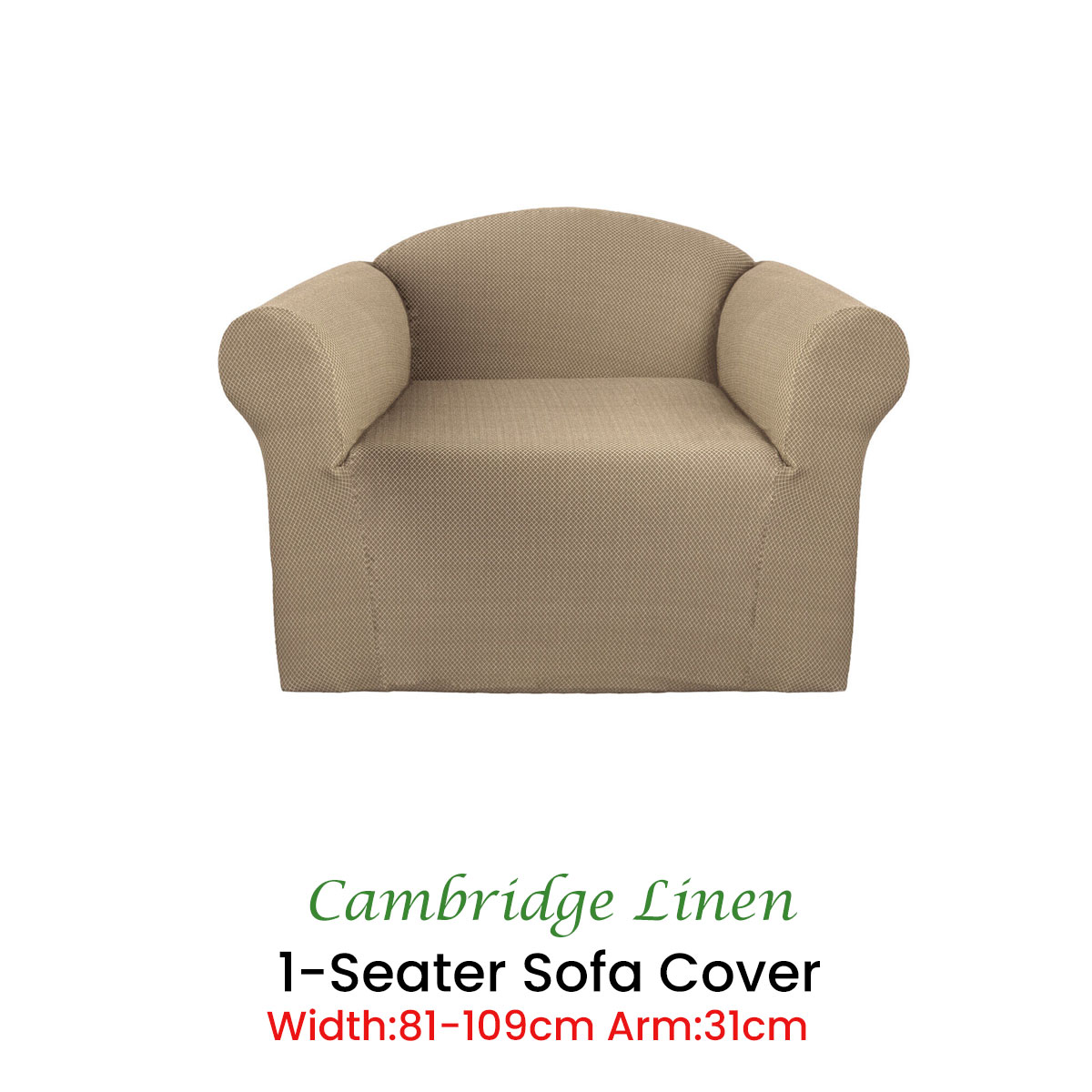 Elan Cambridge Extra-stretch Couch Cover Linen One Seater Linen — image 2
