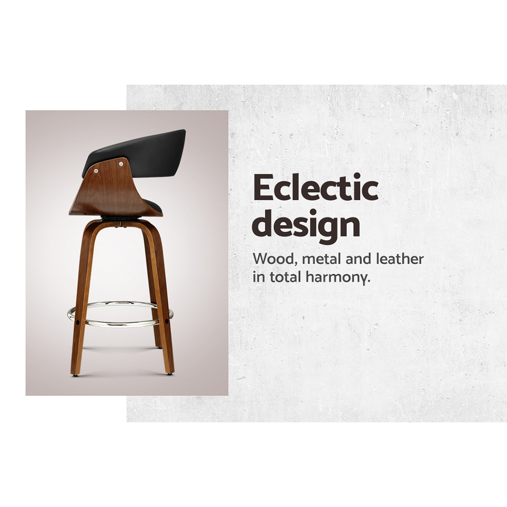 Artiss Bar Stools Swivel PU Seat Wooden โ image 4